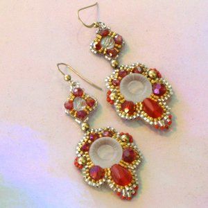 Silver and gold handcrafted beaded earrings